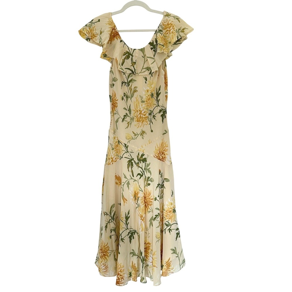 NWT Reformation Gaelle Dress in Honeyglow Size M | Yellow Floral Midi Dress - Picture 8 of 11